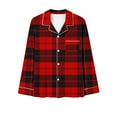thumbnail image 3 of Tnhcen Women's Casual Christmas Red Plaid Printing Pajama Set V-Neck Long Sleeve Button Up Top and Casual Pants Pjs Set Fashion Nightwear Lounge wear Home Clothes S-2XL, 3 of 4