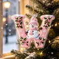thumbnail image 5 of Acrylic Letter Christmas Ornament Pink Snowman Monogram Hanging Decoration with Initial for Xmas Tree Gift for Friends (3.15In), 5 of 7