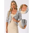thumbnail image 2 of DARING DIVA Lace Shrug Ruffle Cardigan Open Front Half Sleeve Bolero XS Grey, 2 of 6