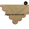 thumbnail image 2 of Jaipur Art And Craft Scalloped Hand Braided Beige Pink Border Runner Jute Area Rug (2.6x10 Sq ft), 2 of 7