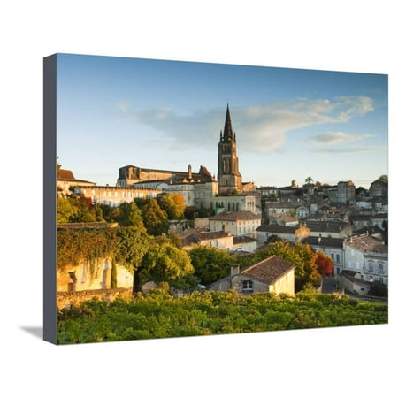 France, Aquitaine Region, Gironde Department, St-Emilion, Wine Town, Town View with Eglise Monolith Stretched Canvas Print Wall Art By Walter