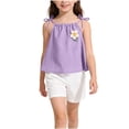 thumbnail image 3 of Asxite Girls 0-8 Years Solid Floral Sleeveless Tank Tops with Elastic Waist Pants 2 Piece Set Purple 2-3 Years, 3 of 5