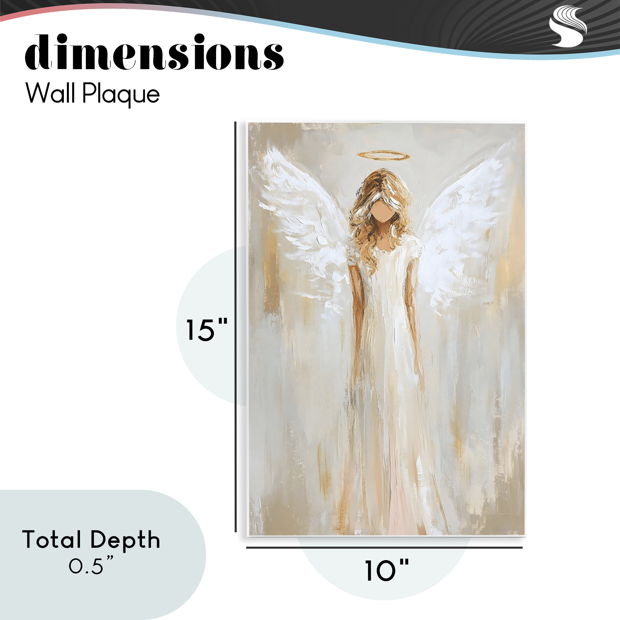 Divine White Robe Angel Wall Plaque Art, design by Petal Prints Design