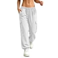 thumbnail image 2 of Guluxicc Women's Cargo Pants with Multi Pocket Loose Drawstring Elastic Waist Jogger Trousers for Jogging Everyday Wear Fall Winter, 2 of 7