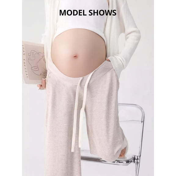 Maternity Wide Leg Pants - Soft Straight Leg Trousers for Outdoor, Spring and Autumn Pregnancy Clothes