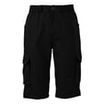thumbnail image 6 of Domuza Men's Cargo Shorts Below Knee Bermuda Capri Shorts with Multi Pockets 3/4 Length Relaxed Fit Elastic Waist Hiking Work Shorts Black 3XL, 6 of 8