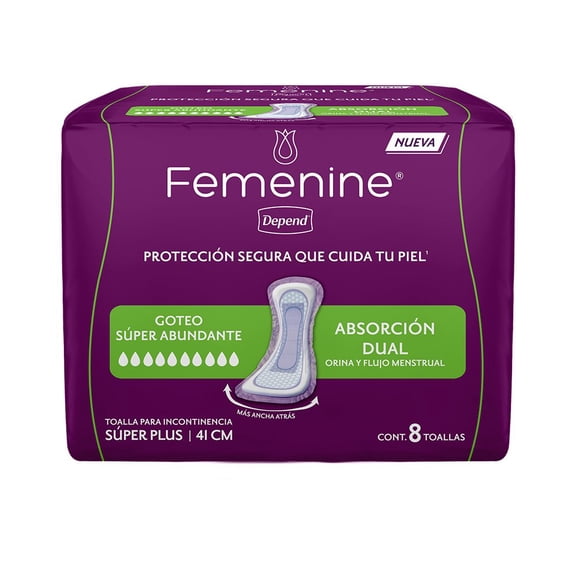 Toalla para Incontinencia Depend Femenine Super Plus 8 piezas