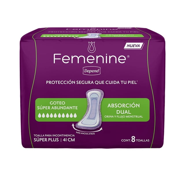 Toalla para Incontinencia Depend Femenine Super Plus 8 piezas