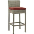 thumbnail image 2 of Modway Conduit Patio Wicker Rattan Bar Stool Set of 4 in Light Gray Currant, 2 of 5