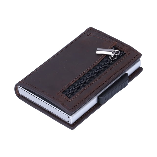 Portatarjetas Portátil Antimagnético Aleación de aluminio Tarjetas de crédito Monedero de bolsillo Monedero Marrón X‑72#
