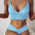thumbnail image 1 of Abcnature Women's Bikini Swimsuits Sets, Thong Bikini Sets Bikini Two Piece Filled Soild Beachwear Swimwear Bikini Sets for Women Light Blue XL, 1 of 4