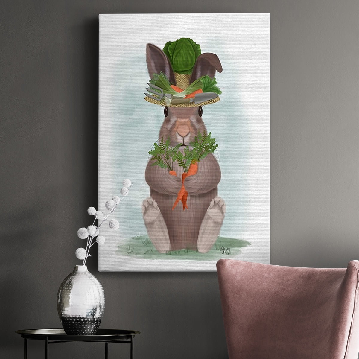 Rabbit Carrot Hat Premium Gallery Wrapped Canvas - Ready to Hang