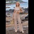 thumbnail image 4 of Conjunto Deportivo de Verano para Mujer, de Corta y Bloques de Color, con Pantalones Ajustados, A Juego, para Estar en Casa, 2025 Gris Rosado Pálido M, 4 of 10