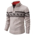 thumbnail image 5 of Lovskoo Men's Sweaters Pullover Trendy Casual Fall and Winter Long Sleeve Zipper Thin Velvet Sweater Coat Beige, 5 of 5