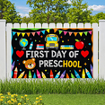 thumbnail image 6 of Colorful Preschool Themed Backdrop Banner with School Bus Globe Apple and Crayons Elements First Day of Preschool Party Decorations Photography Props Classroom Decor Background, 6 of 7