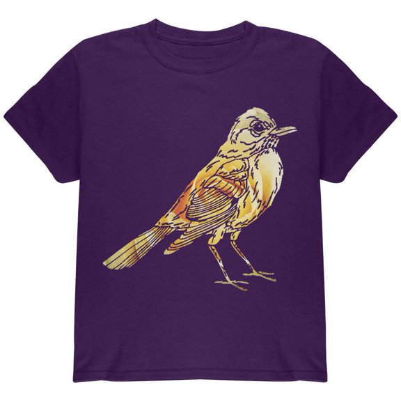 Easter Spring Flowers Robin Bird Youth T Shirt Purple Youth X-SM