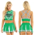 thumbnail image 1 of Aislor Haut Court de Cheerleader pour Femmes avec Mini Jupe Plissée Ensemble Uniforme de Cheerleading Vert TG, 1 of 7