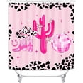 thumbnail image 2 of 4PCS Western Cowgirl Shower Curtain Sets with Rugs, Waterproof Fabric Pink Shower Curtain, Black Cow Print Cowboy Boots Hat Hot Pink Cactus Disco Horseshoe Preppy Girls Women Bathroom Decor, 2 of 7