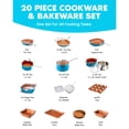 thumbnail image 2 of Gotham Steel Nonstick Pots and Pans 20 Piece Kitchen Ceramic Cookware Set Bakeware Cooking Frying Skillet Sauce Pan Blue, 2 of 10