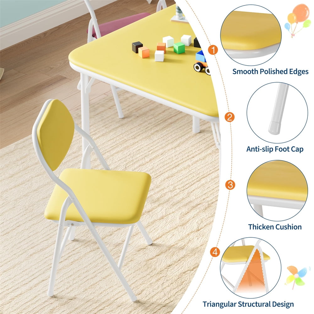 3 Piece/5 Piece  Folding Kids Table and Chairs Set, Children Activity Table and Chairs Set for Dining Room,Daycare,Classrooms