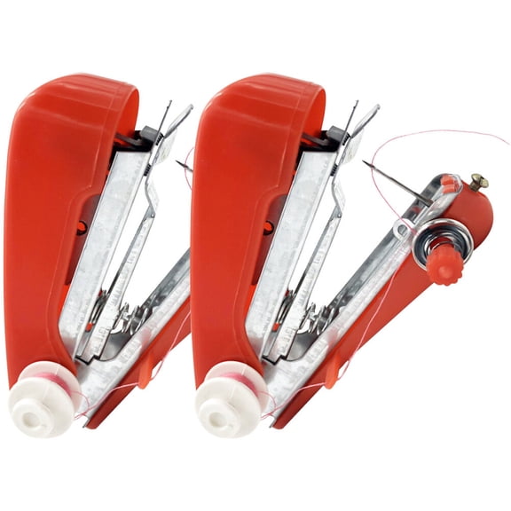 FENGGUIQU 2-Pack Small Portable Sewing Machine Kit, Handy Red Sewing Tools for Home Use and Crafting Projects