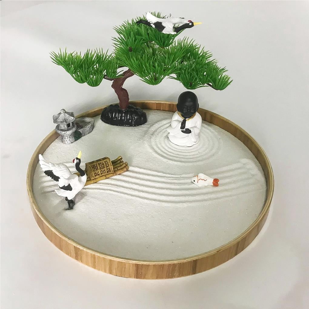 Jardin Zen Japonais Miniature - 22,9x17,8cm - Avec Sable, Pierres, Bouddha Et Accessoires Kit Jardinage