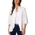 thumbnail image 1 of Cárdigan ligero de cuello en V abierto para mujer INSPIRE CHIC, de manga 3/4 y dobladillo irregular, M Blanco, 1 of 6
