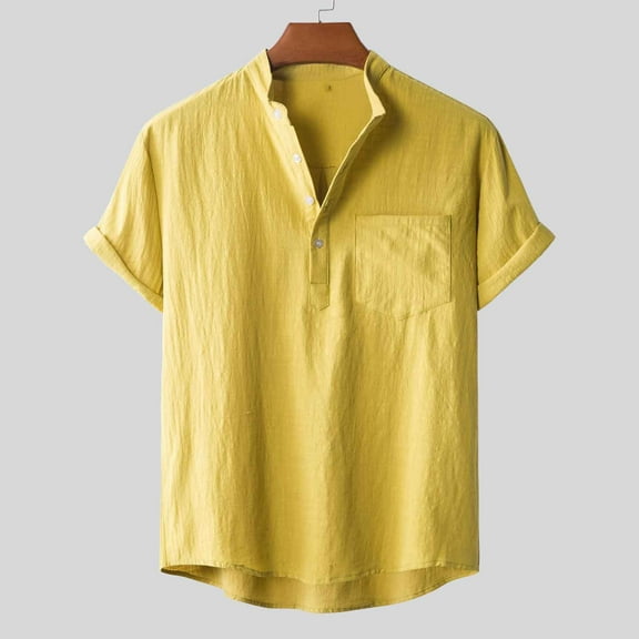 Summer Tops,Clearance Men's Solid Color Shirt Hawaiian Short Sleeved Lapel Shirt Casual Sports Vacation Beach Top/shirt Blouse