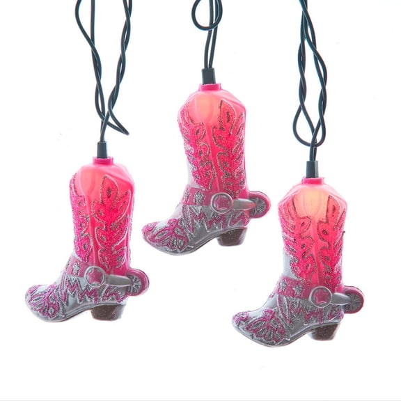 Kurt Adler UL 10-Light Glittered Pink Boots Light Set