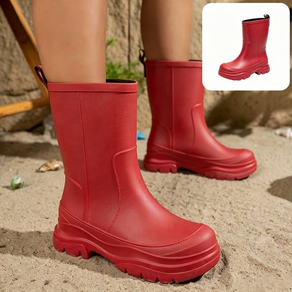 Willtoo Womens Mid Calf Rain Boots Waterproof Platform Non-Slip Sole Booties Lightweight Fashion Boots for Outdoor Camping Hiking Garden