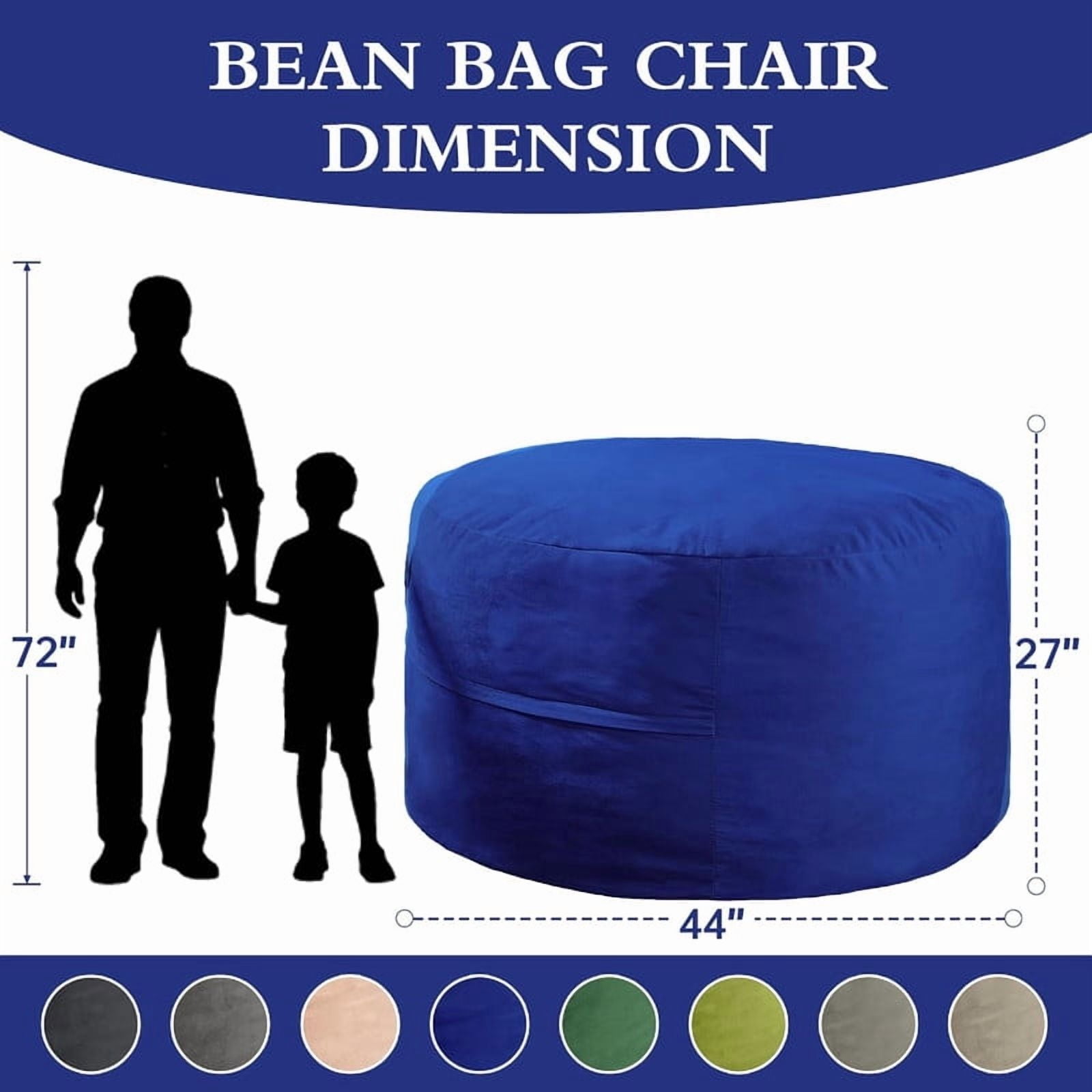 MOOSENG 4FT Bean Bag Chair, Comfy Bean Bag for Adults & Kids, Fluffy Large Bean Bag Sofa with Removable Cover & Side Pocket for Living Room, Gaming, Playroom