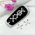thumbnail image 2 of Visland 10Pcs Nail Decorations Reusable Decorative Zinc Alloy 3D Cross Style Nail Decorations Photography Prop for Manicure Store, 2 of 4