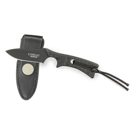 Gil Hibben Leather Knife - Camillus Tyrant Carbonitride Titanium Knife with Leather Sheath
