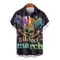 thumbnail image 2 of OGLCCG Carnival Shirts for Men Short Sleeve Mask Printed Summer Casual Button Down Beach Shirts Loose Lapel Collar Funny Mardi Gras Shirts, 2 of 5