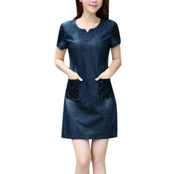 Tiqkatyck Sundresses for Women Casual Beach, Elegant Summer Casual Dress Jeans Denim with Pockets Cowboy Women, Women's Dress, Summer Dress Blue