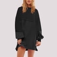 thumbnail image 3 of Efsteb Womens Oversized Long Sleeve Patchwork Sweatshirt Dress Crewneck Tunic Sweatshirts Fall Loose Pullover Top (Black,XXL), 3 of 6