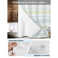 thumbnail image 3 of No Hook Cloth Fabric Shower Curtain with Snap in Liner, Aqua Yellow Stripe Waterproof Shower Curtains Set with See Through Top Window, Abstract Art Modern Vertical Striped Bath Curtains 60"x72", 3 of 6