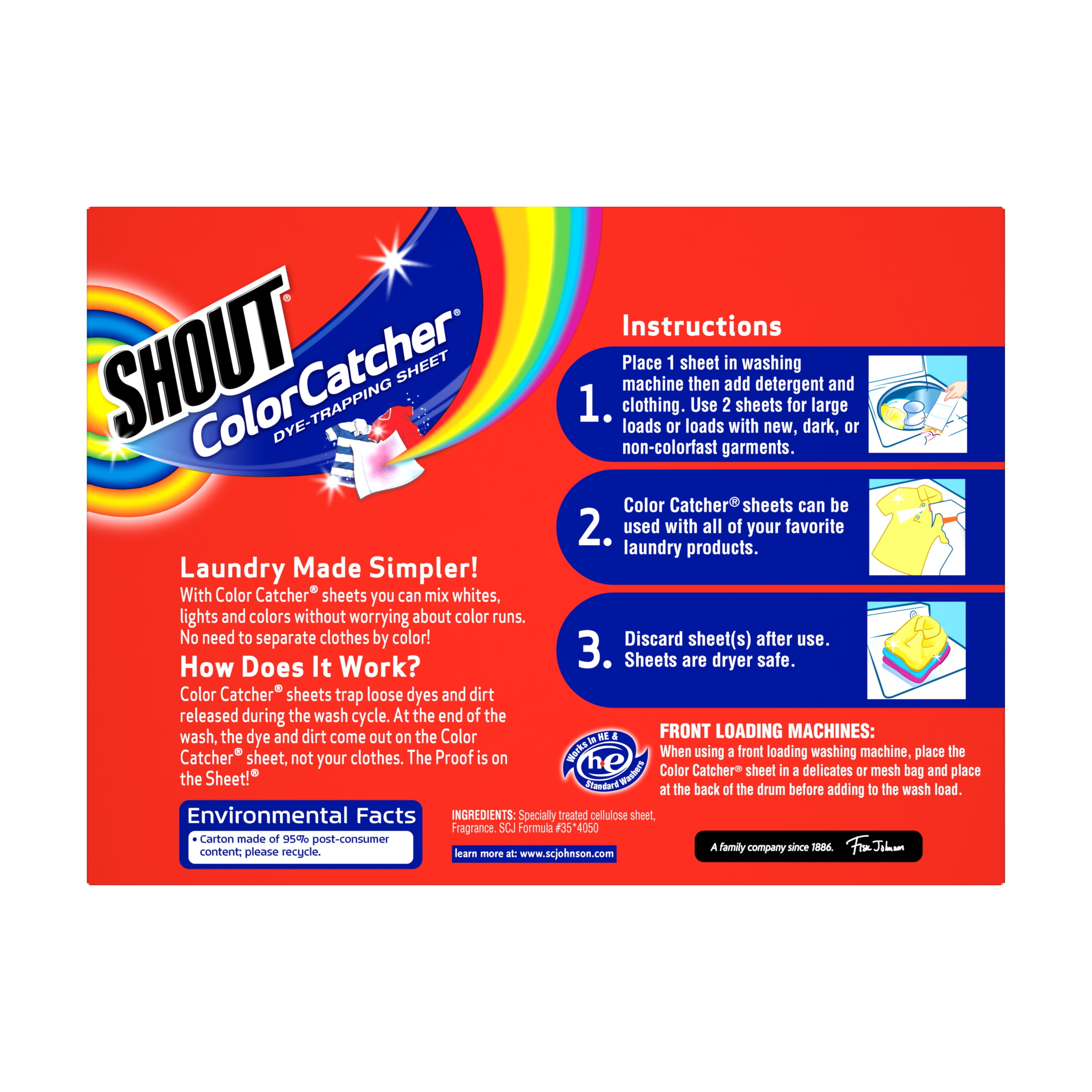 Shout Color Catcher, Dye-Trapping Sheets, 24 Sheets 