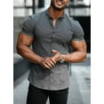 thumbnail image 6 of Inadays Mens Shirts Muscle Fit Dress Shirt Wrinkle-Free Short Sleeve Casual Athletic Fit Button Down Shirt Hawaiian Shirts Summer Tropical Beach Shirts for Men, Gray, 3XL, 6 of 8