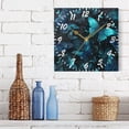 thumbnail image 2 of 7.78in Square Artistic Wall Clock Dual-Purpose Tabletop & Hanging Decor Silent Non-Ticking Clocks for Home Office blue-green Butterfly Pattern, 2 of 7