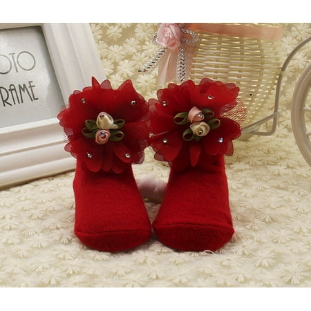 

YOHOME Baby Kids Girls Comfortable Floral Cute Cotton Sock Slippers Warm Ankle
