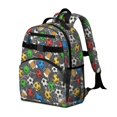 thumbnail image 2 of Football and Beermug Black Pattern Cute School Backpack Bag for School with Padded Back and Adjustable Shoulder Straps 15.25"x11.5"x5.25", 2 of 5