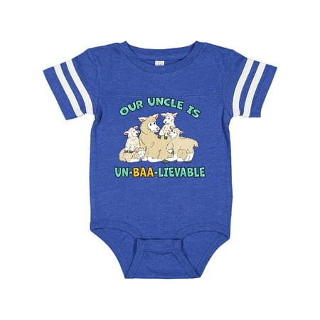 

Inktastic Our Uncle Is Un-BAA-lievable with Cute Sheep Family Gift Baby Boy or Baby Girl Bodysuit