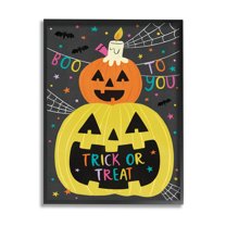 Stupell Industries Boo To You Fun Jack-O-Lanterns Graphic Art Black Framed Art Print Wall Art, Design by Lisa Barlow