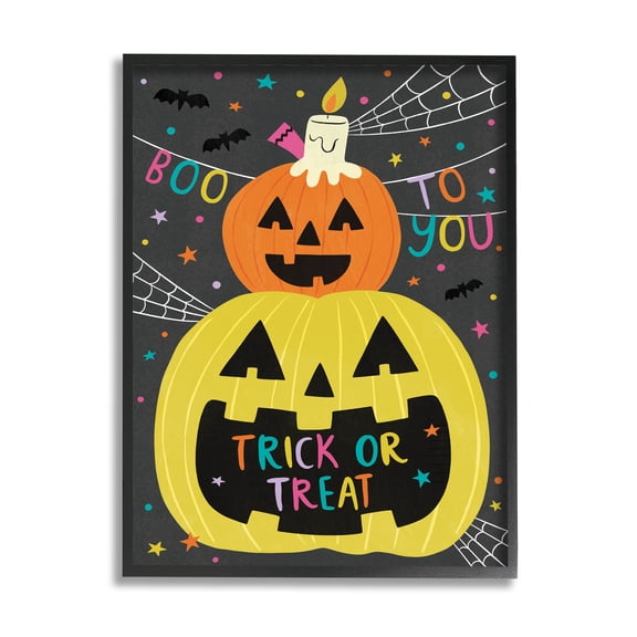 Stupell Industries Boo To You Fun Jack-O-Lanterns Graphic Art Black Framed Art Print Wall Art, Design by Lisa Barlow