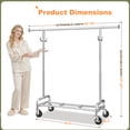 thumbnail image 3 of Enhomee Adjustable Clothes Rack Heavy Duty Garment Rack,Portable Clothes Rack for Hanging Clothes,Loads 400 lbs,Clothing Rack with Wheels,Chrome, 3 of 9
