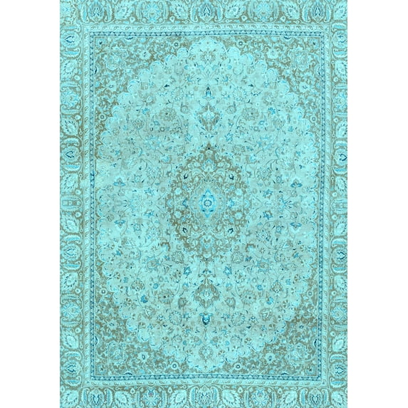Ahgly Company Indoor Rectangle Abstract Light Blue Modern Area Rugs, 6' x 9'