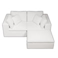 thumbnail image 5 of 78.8" Modular Sectional Sofa, L Couches for Living Room, Plush Corduroy Compressed Couch, 3PC Free Combination, No Assembly Required, White, 5 of 7