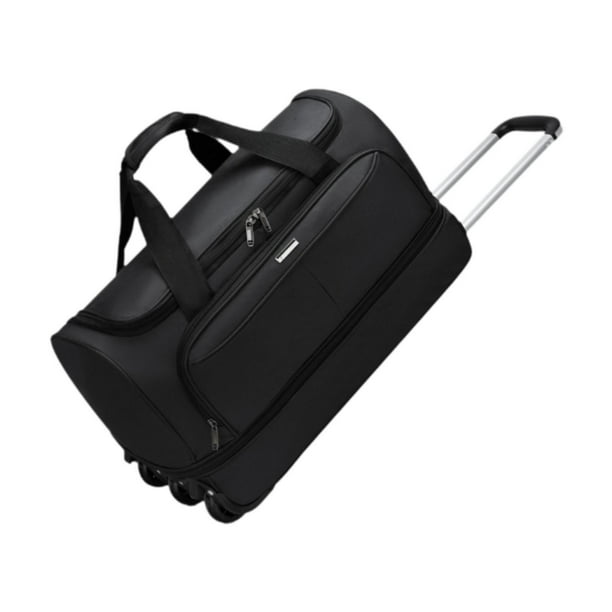 Bolsa de lona con ruedas, resistente, para viajes y deportes al aire libre. negro
