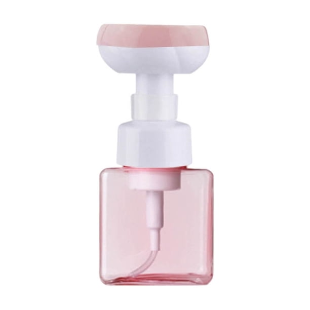 Botella dispensadora de jabón espumoso floral para lavado de manos y limpieza facial. Envase vacío recargable.
